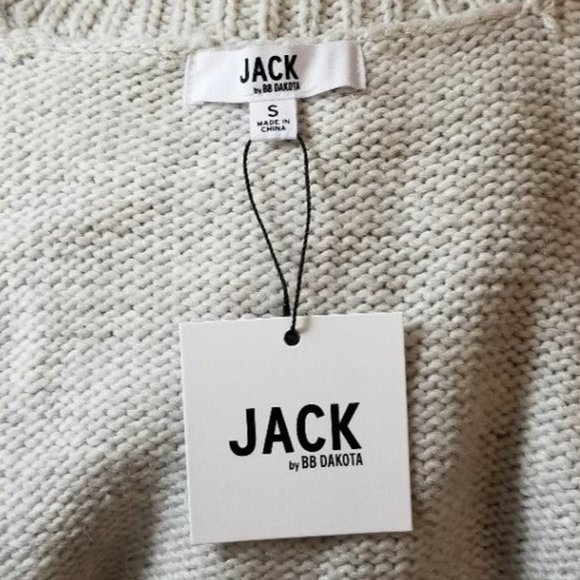 Jack by BB Dakota Ivory Open Front Fold Over Collar Knit Pocket Cardigan - Picture 7 of 7